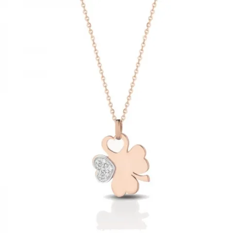 18k Rose Gold Nacklace with pendant four-leaf clover and Diamonds