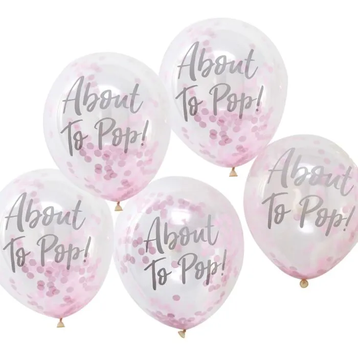 5 Palloncini coriandoli Oh Baby rosa 30cm