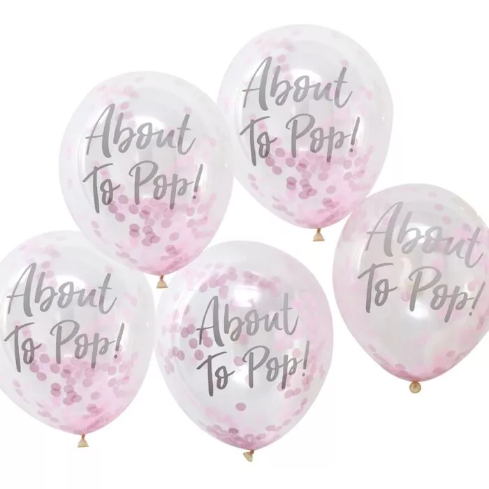 5 Palloncini coriandoli Oh Baby rosa 30cm