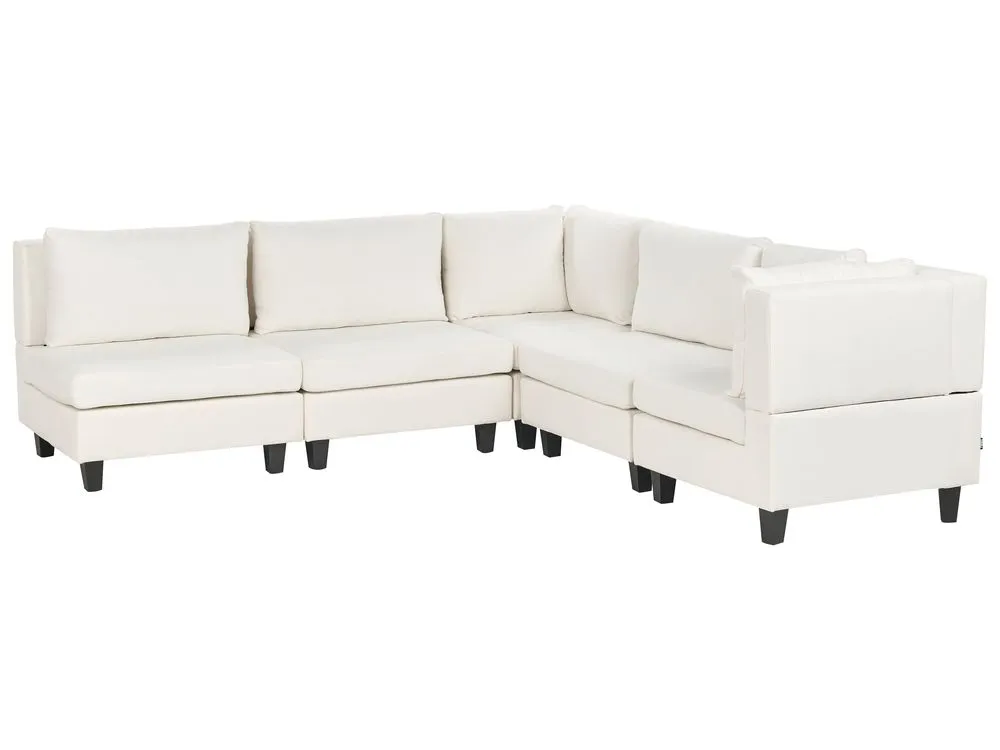 5 Seater Left Hand Modular Fabric Corner Sofa White UNSTAD