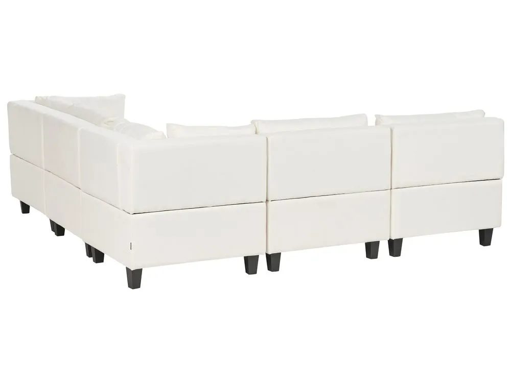 5 Seater Left Hand Modular Fabric Corner Sofa White UNSTAD