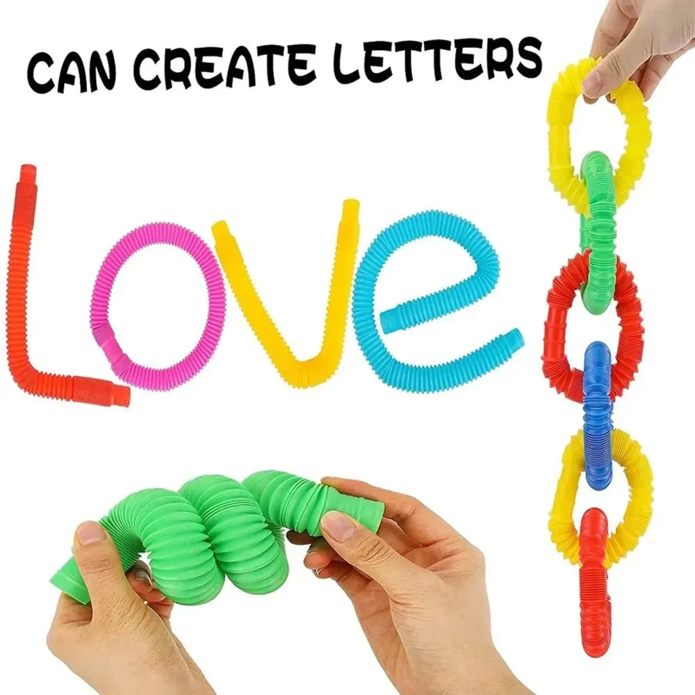 8PCS tubo telescopico colorato tubo Pop tubo di allungamento tubo corrugato bambini giocattolo antistress per adulti giocattoli 