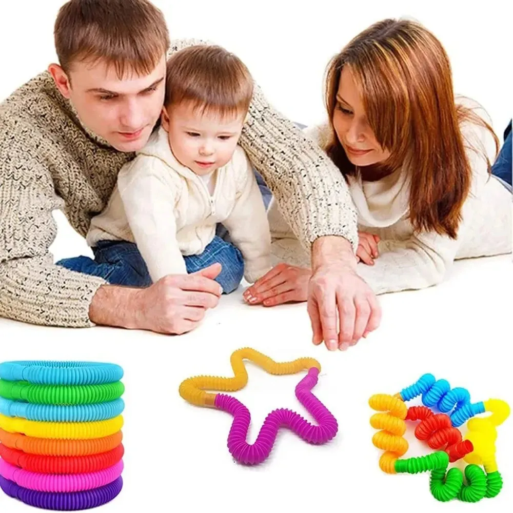 8PCS tubo telescopico colorato tubo Pop tubo di allungamento tubo corrugato bambini giocattolo antistress per adulti giocattoli 