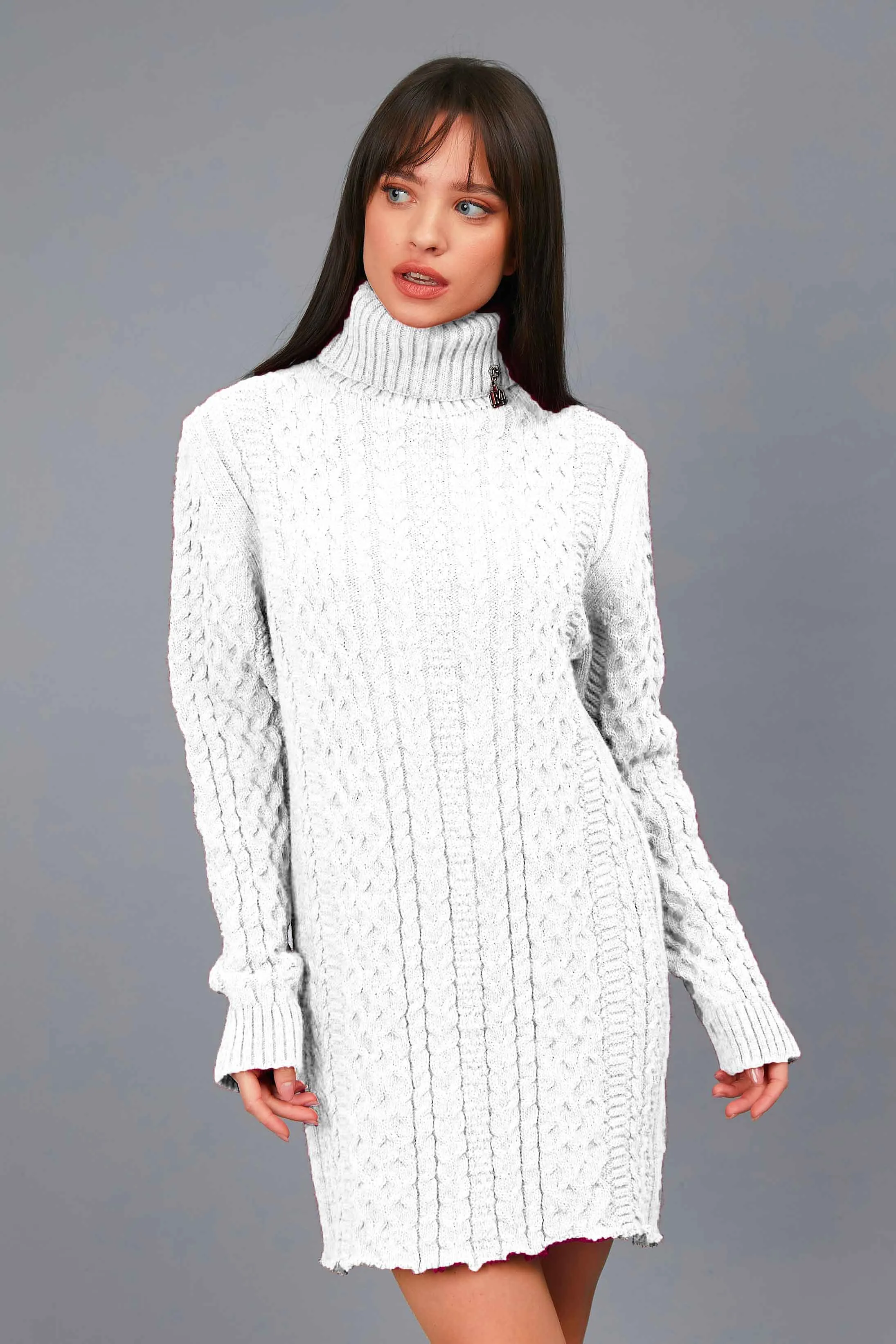 ABITO MAGLIA COLLO ALTO WHITE