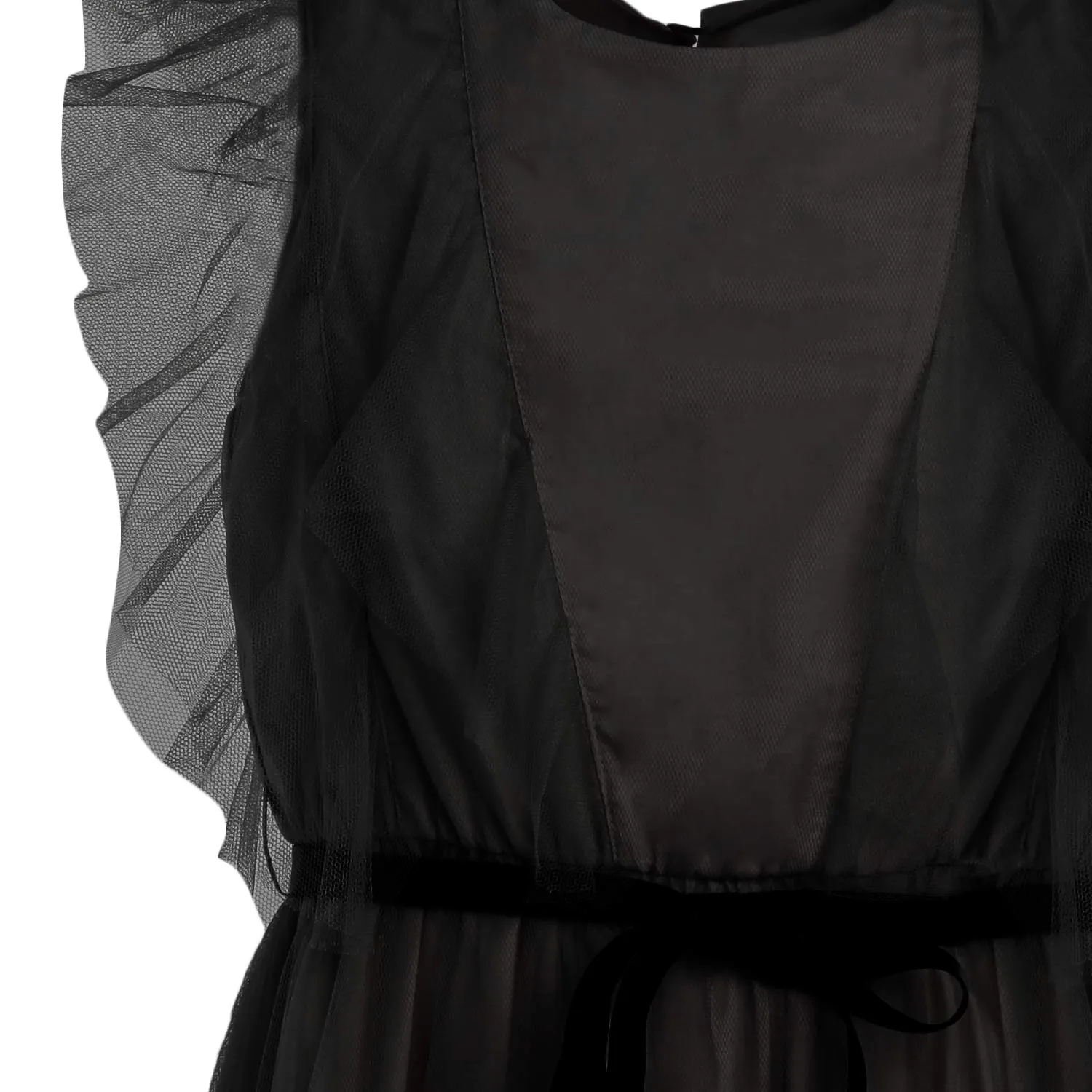 Abito Tulle Nero Con Cinta In Tono Bambina Teen