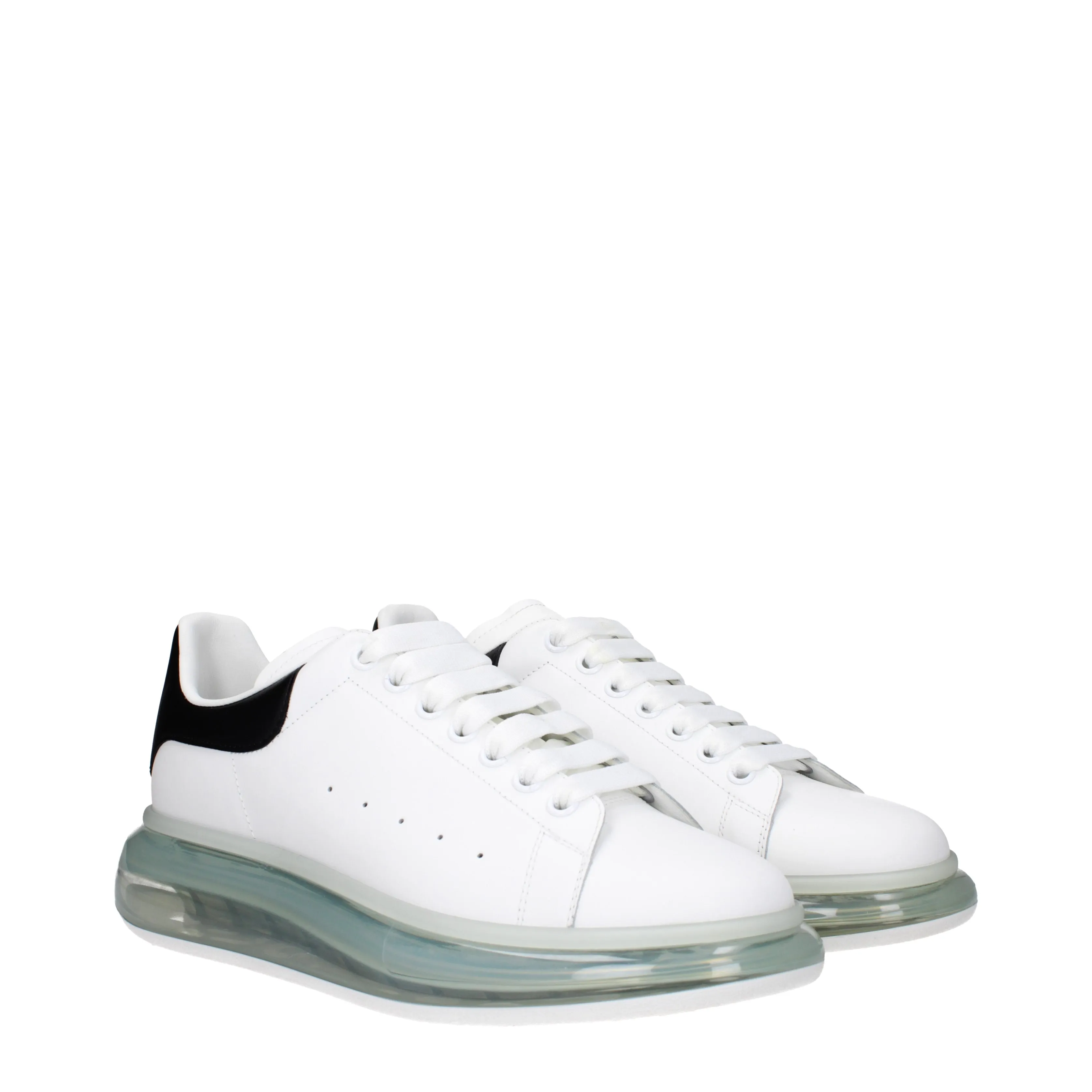 Alexander McQueen Sneakers Oversize Uomo Pelle Bianco/Nero