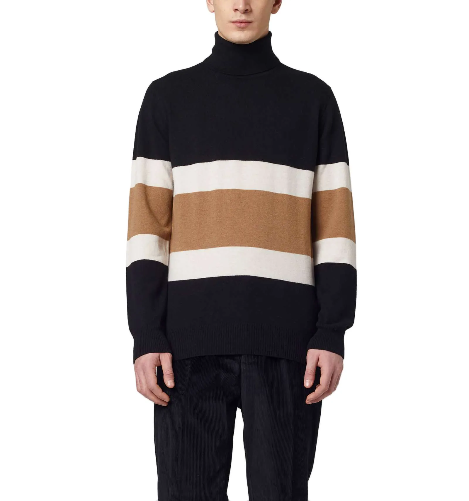 ALPHA uomo maglia pullover dolcevita fantasia AU-5245G 2101 NERO
