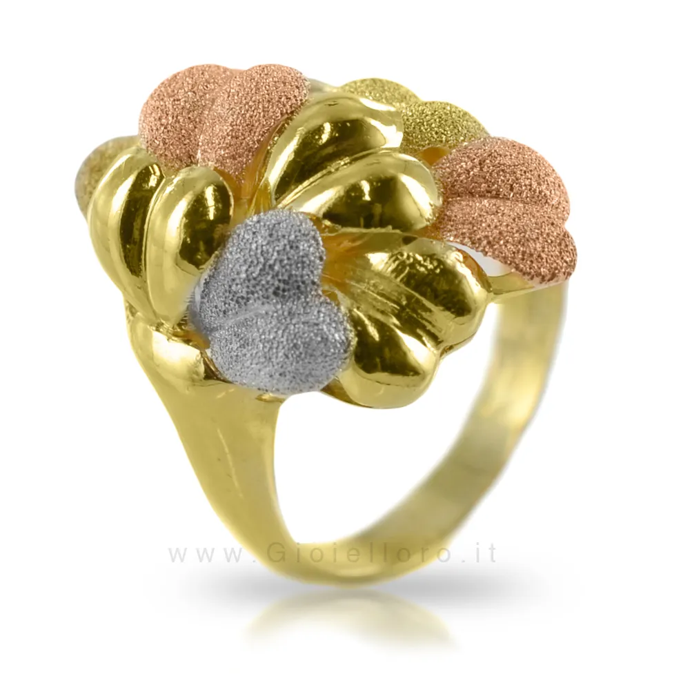 Anello Classico in oro giallo bianco e rosa