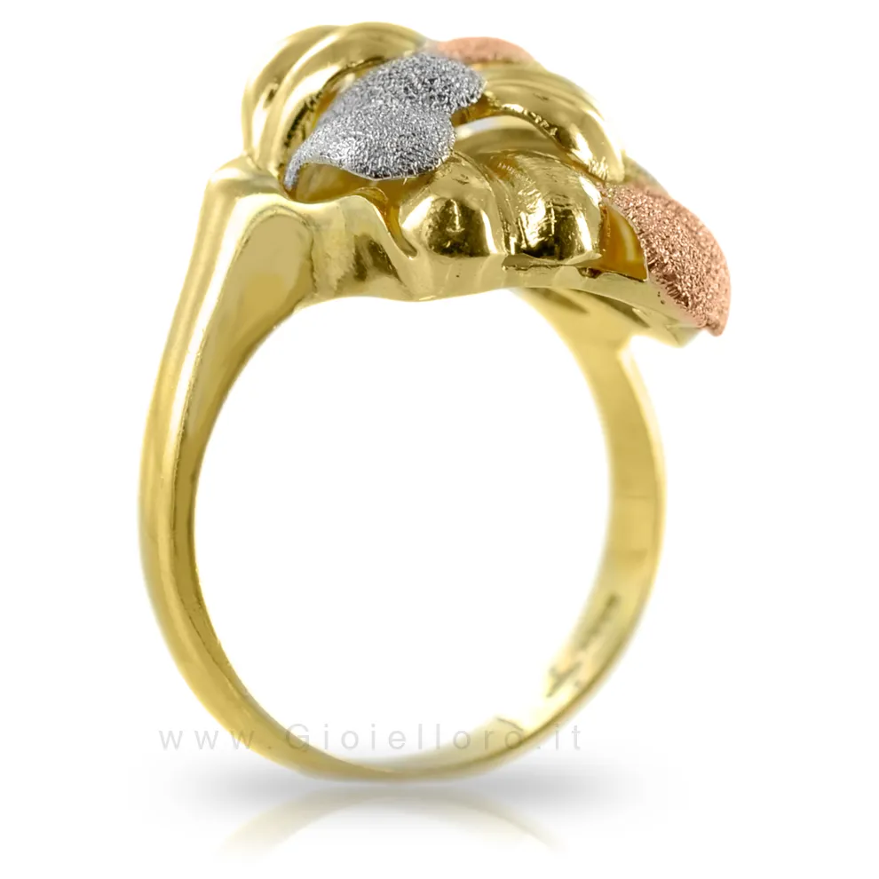 Anello Classico in oro giallo bianco e rosa
