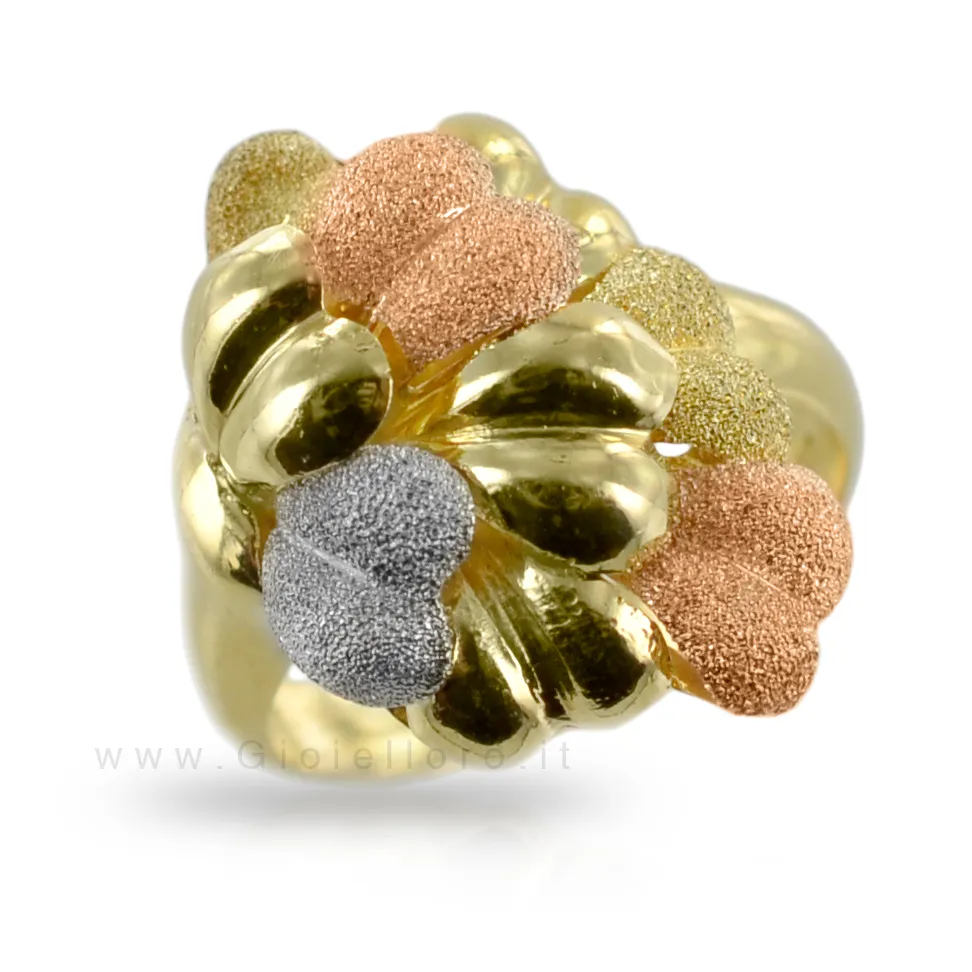 Anello Classico in oro giallo bianco e rosa