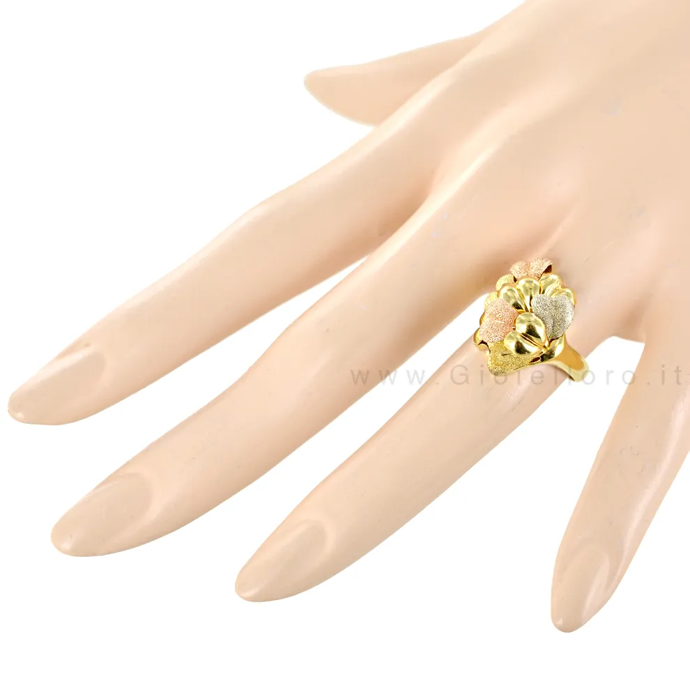Anello Classico in oro giallo bianco e rosa