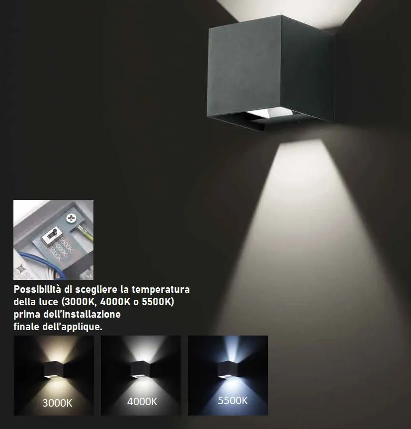 Applique Cubo Led Fascio Regolabile Zora Big Marrone IP65 GES1025 Gea Led