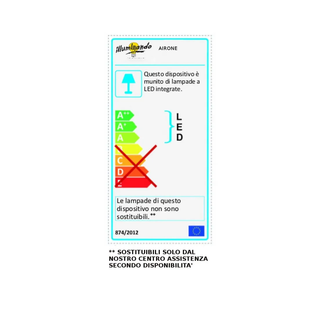 Applique moderno Illuminando AIRONE LED lampada parete specchio quadro metallo bianco interni 12W 1226LM 3000°K