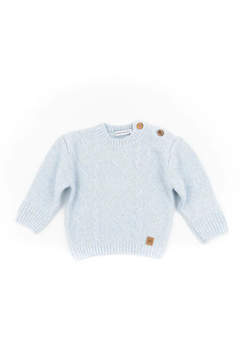 BAMBOOM Maglia Lana Cable Azzurro/Cammello