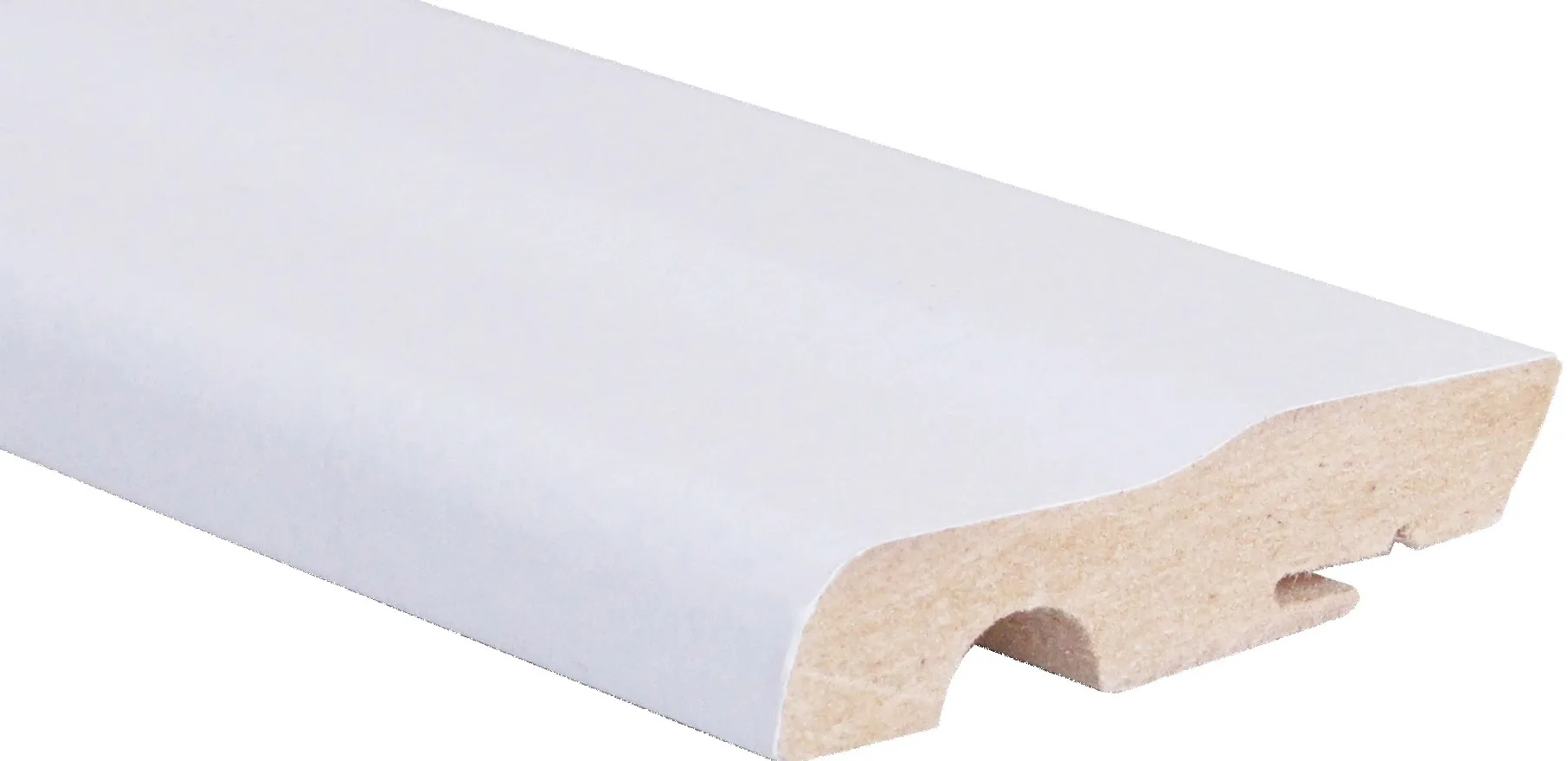 Battiscopa in MDF con passacavo rivestito bianco H 7 cm