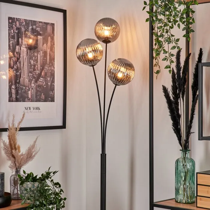 Bernado Lampada da terra - Vetro 15 cm Grigio fumo, 3-Luci
