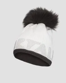 Berretto invernale bianco da donna Sportalm con pompon in pelliccia