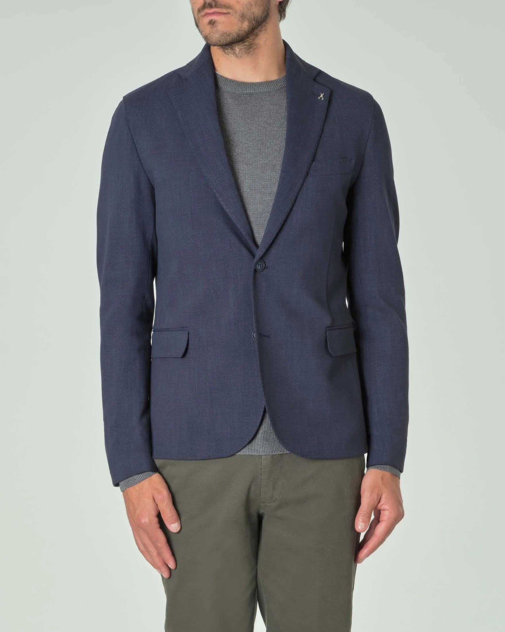 Blazer blu indaco in jersey di viscosa stretch