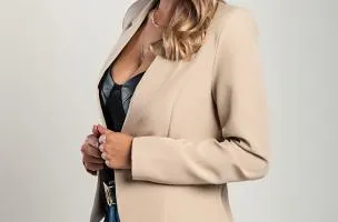 Blazer con scollo classico Softina, beige
