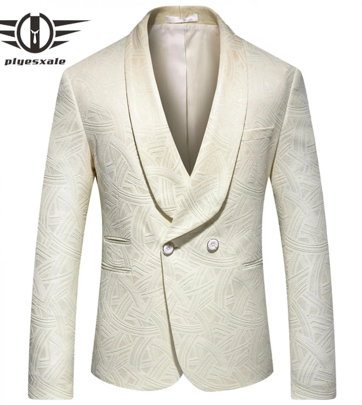 Blazer da sposa beige blu cielo per uomo Collo a scialle Giacca da uomo doppio petto Giacca da ballo Prom Party Blazer Club Stag