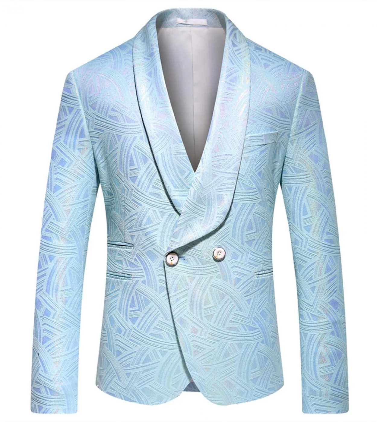 Blazer da sposa beige blu cielo per uomo Collo a scialle Giacca da uomo doppio petto Giacca da ballo Prom Party Blazer Club Stag