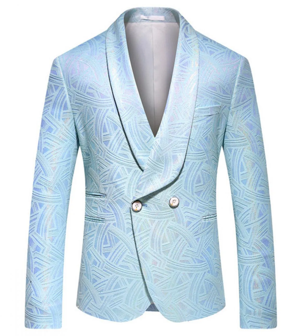 Blazer da sposa beige blu cielo per uomo Collo a scialle Giacca da uomo doppio petto Giacca da ballo Prom Party Blazer Club Stag