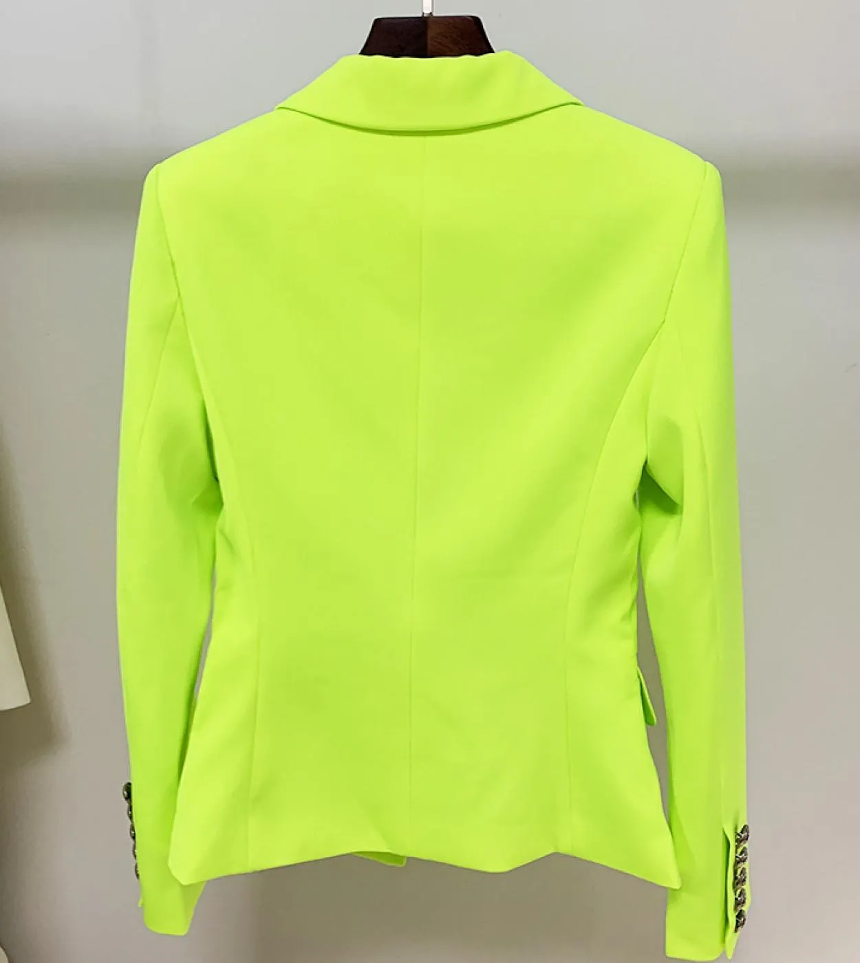Blazer giallo verde fluorescente Giacca da donna firmata da ufficio con bottoni a doppio petto formale Giacca Dropshi di alta qu