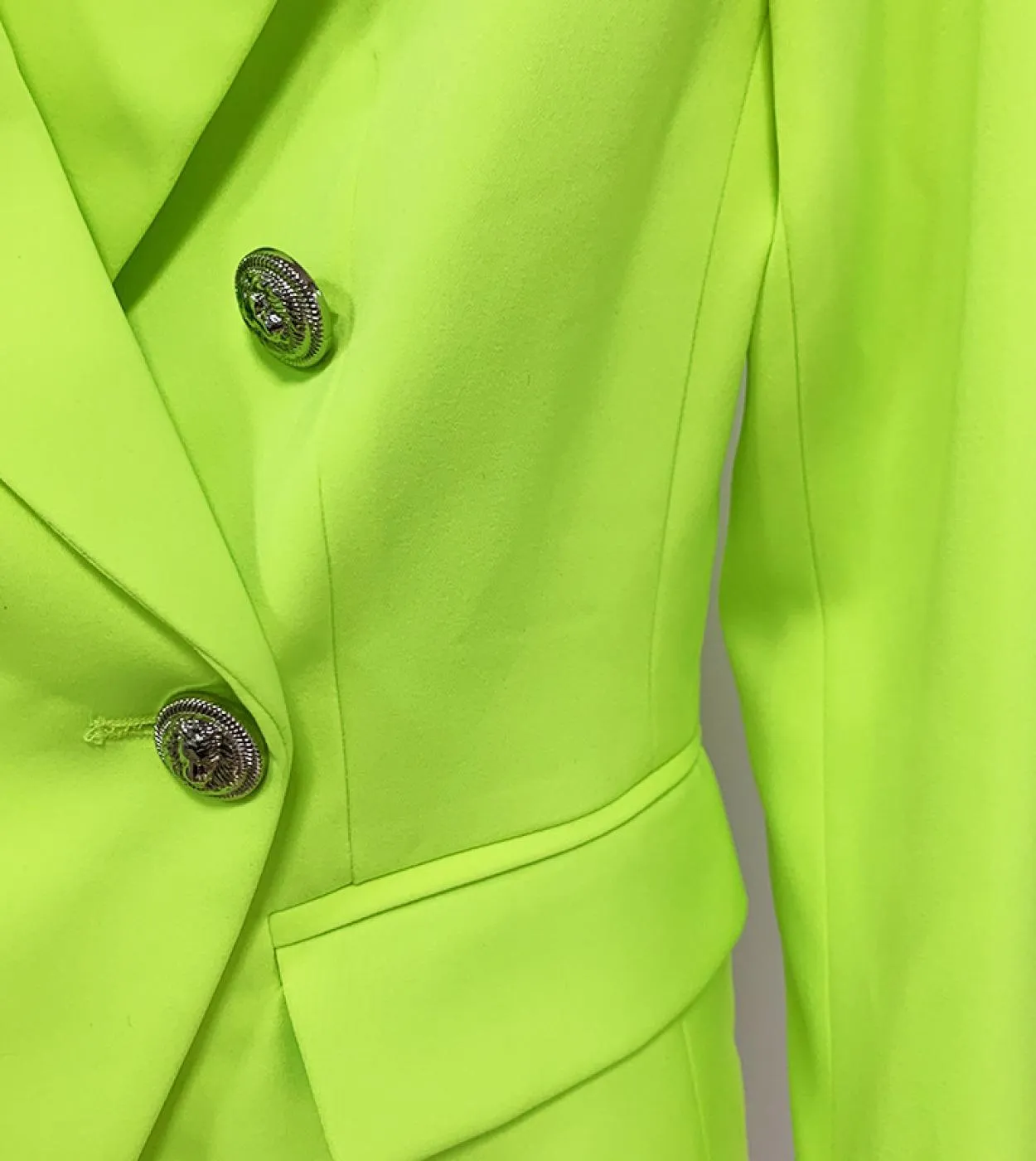 Blazer giallo verde fluorescente Giacca da donna firmata da ufficio con bottoni a doppio petto formale Giacca Dropshi di alta qu