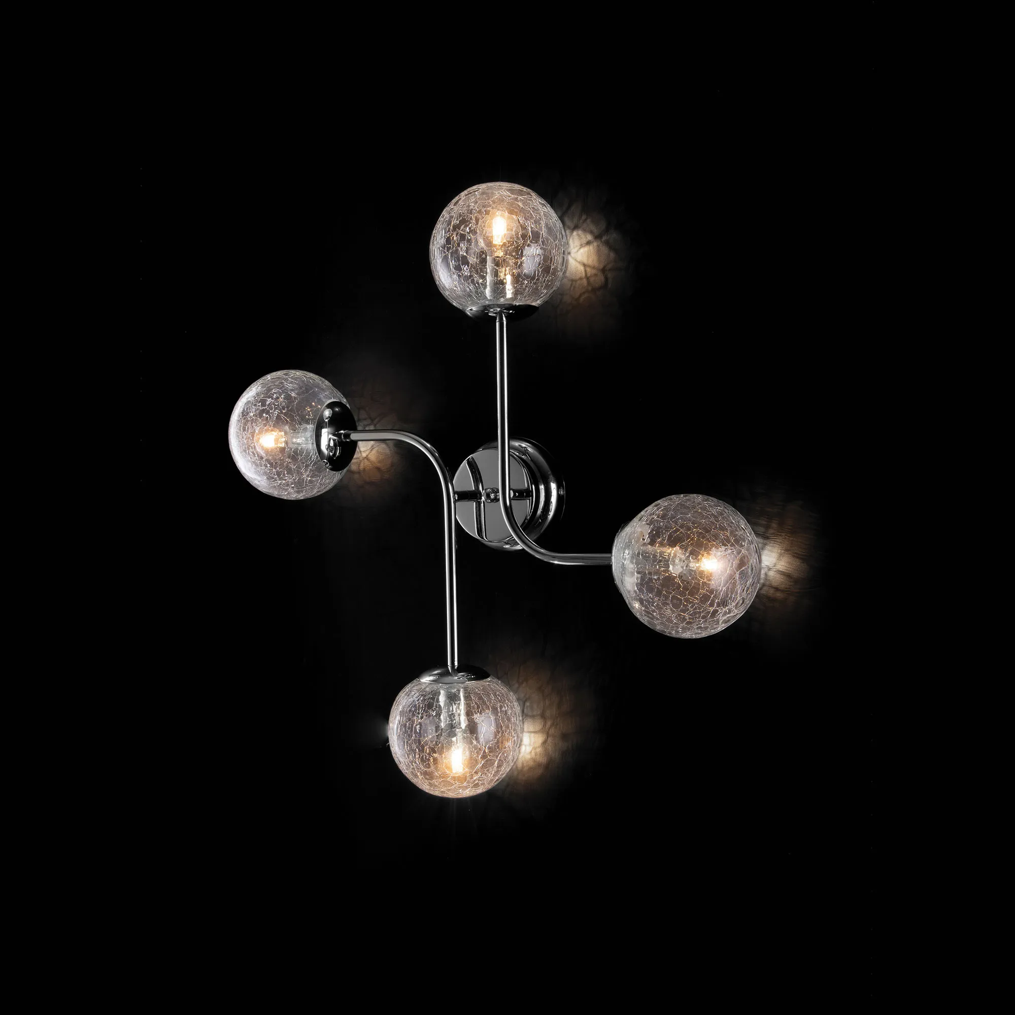 Bonetti Illumina  Plafoniera in metallo cromo lucido con sfere in vetro soffiato trasparenti Ikarus - 40W