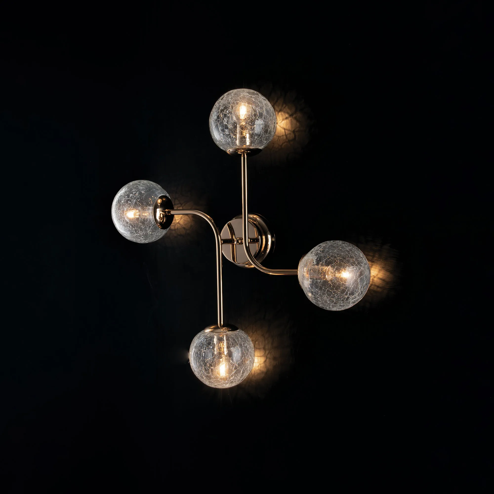 Bonetti Illumina  Plafoniera in metallo cromo lucido con sfere in vetro soffiato trasparenti Ikarus - 40W