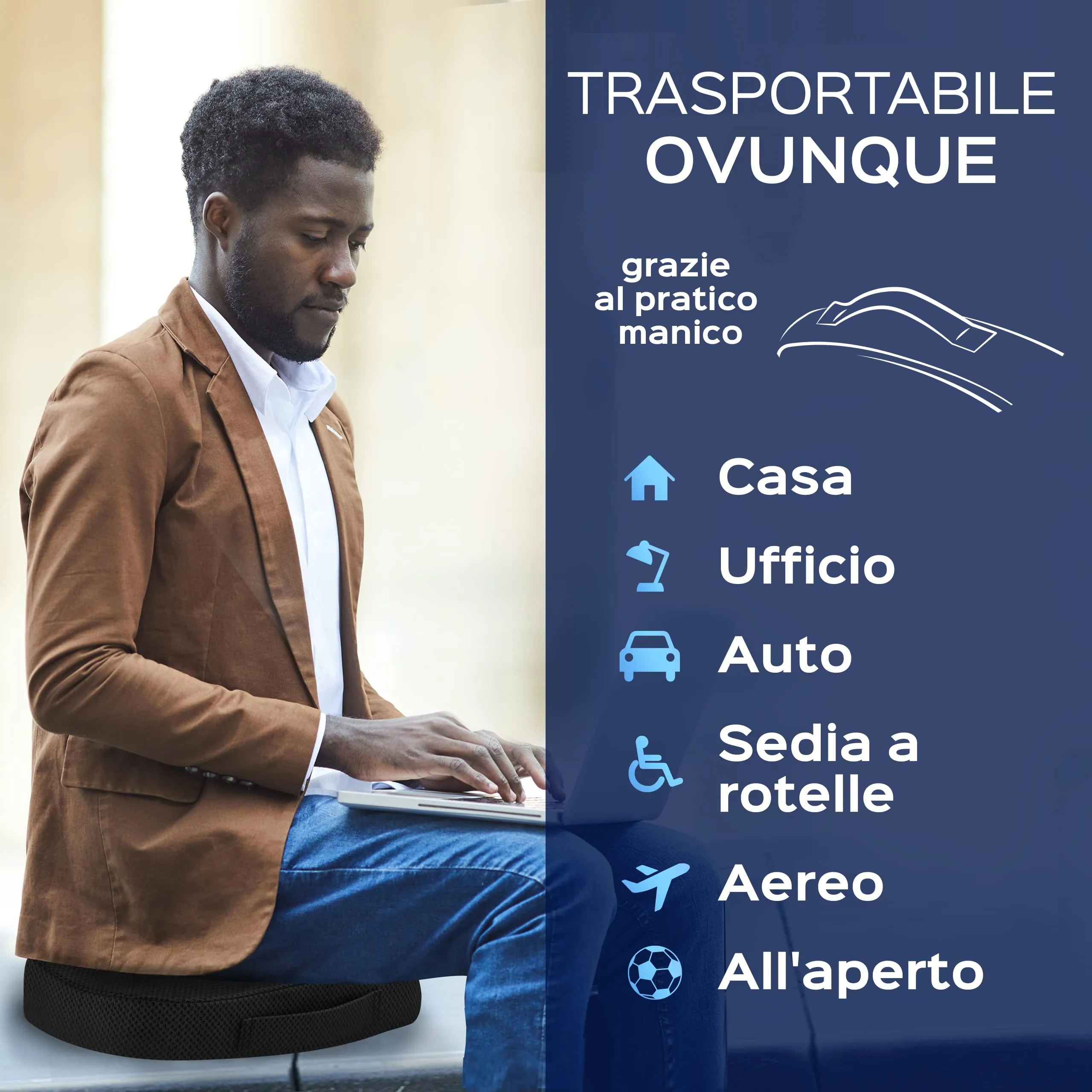 Bonmedico Cuscino Antidecubito - Cuscino Ortopedico Posturale per Casa, Ufficio e Auto - Rialzo per Sedia Ergonomico in Memory F
