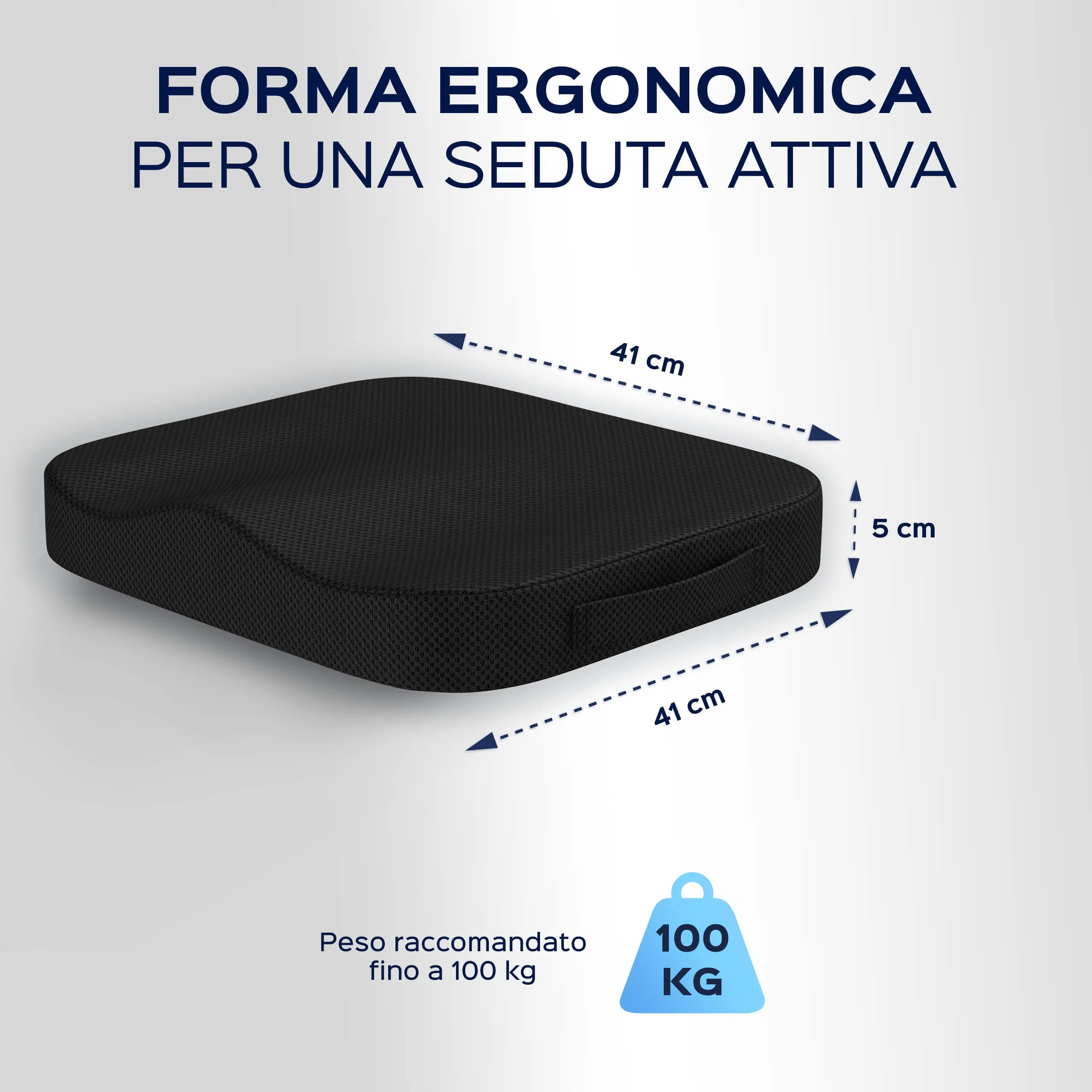 Bonmedico Cuscino Antidecubito - Cuscino Ortopedico Posturale per Casa, Ufficio e Auto - Rialzo per Sedia Ergonomico in Memory F