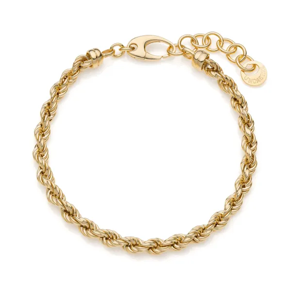 Bracciale catena corda in argento dorato