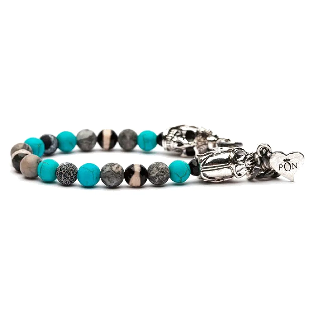 Bracciale Unisex Scarabeo Turchese Grigio Portonovo