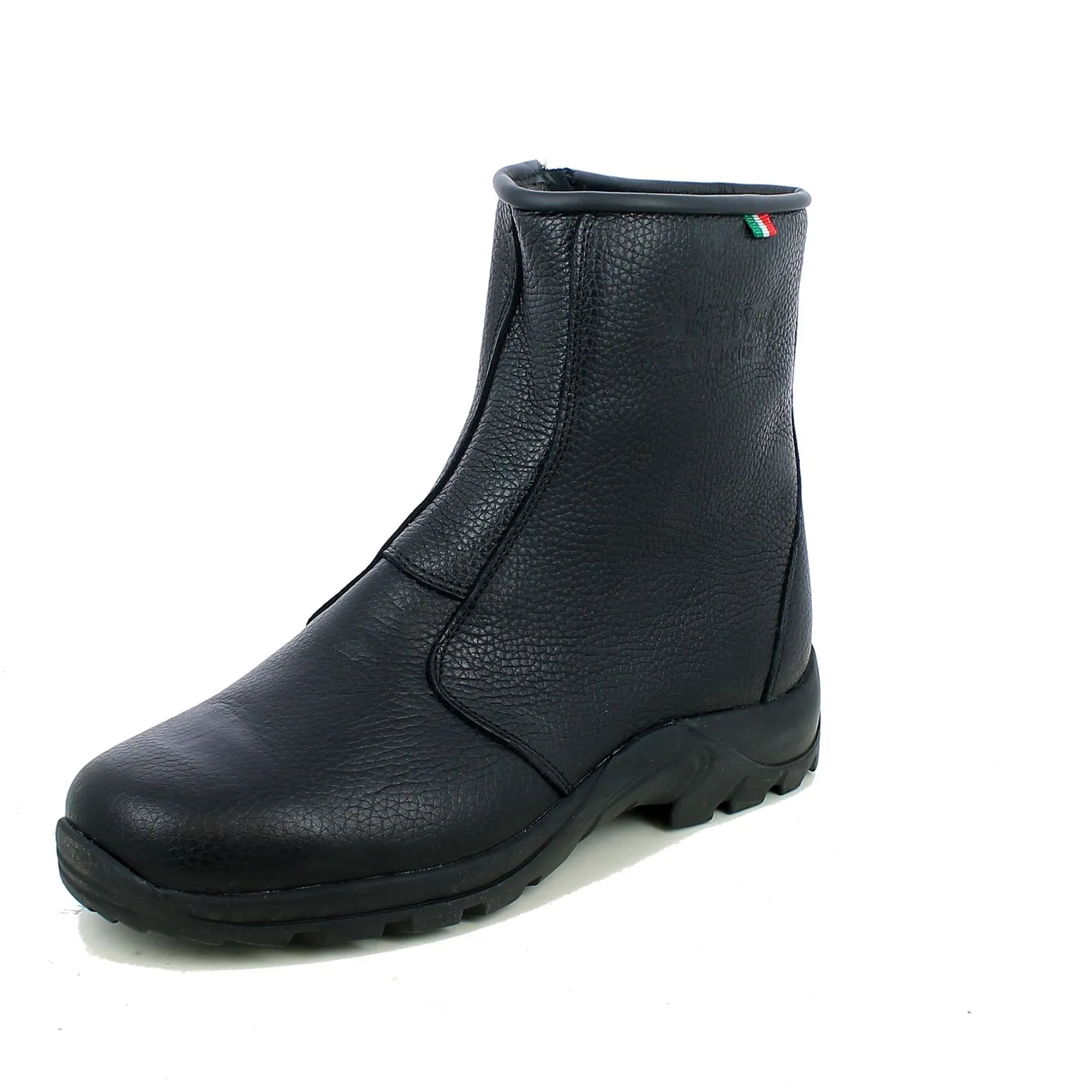 BRAND  Polacco nero con zip e fodera pelo 