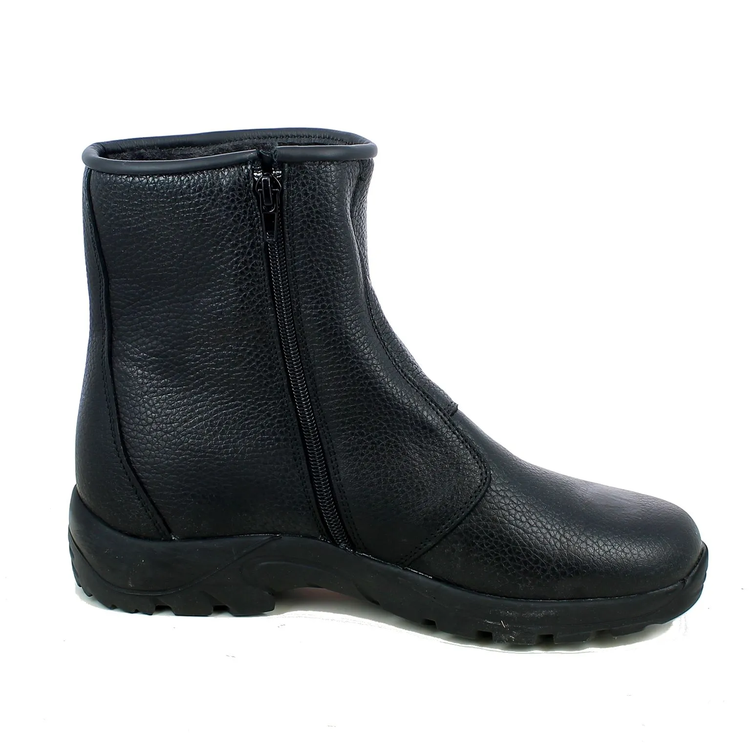 BRAND  Polacco nero con zip e fodera pelo 