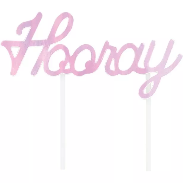 Cake topper Hooray rosa madreperla 15 cm