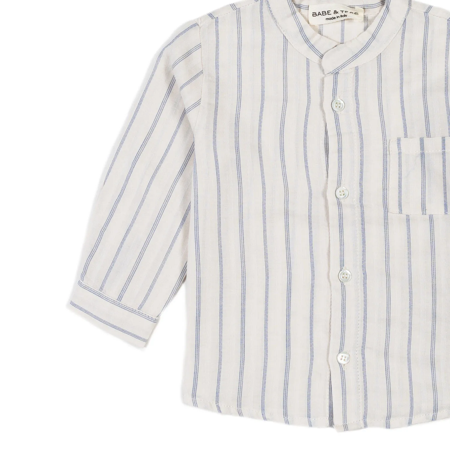 Camicia Coreana Bianca A Righe Azzurre Bimbo