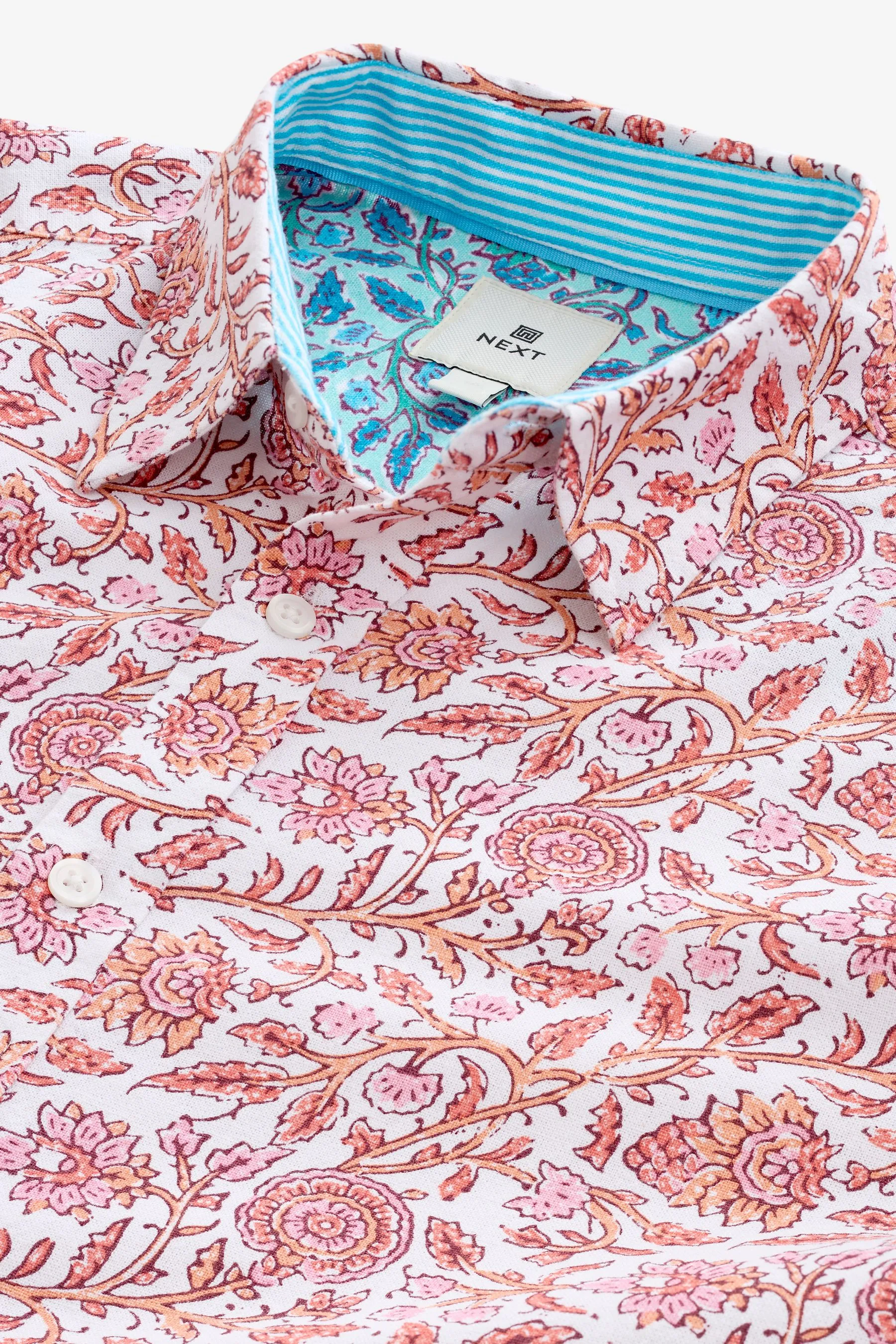 Camicia in Blend in Manica con risvolto lino