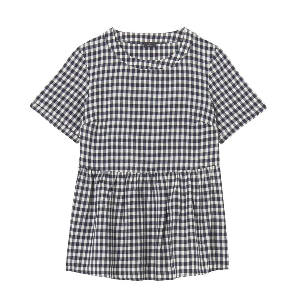 camicia mezza manica fantasia quadretto dc97s7 donna ragno 