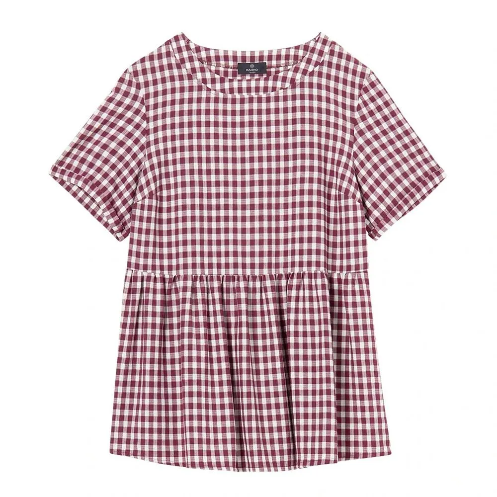 camicia mezza manica fantasia quadretto dc97s7 donna ragno 