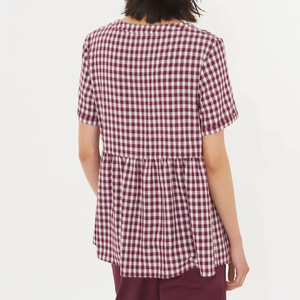 camicia mezza manica fantasia quadretto dc97s7 donna ragno 