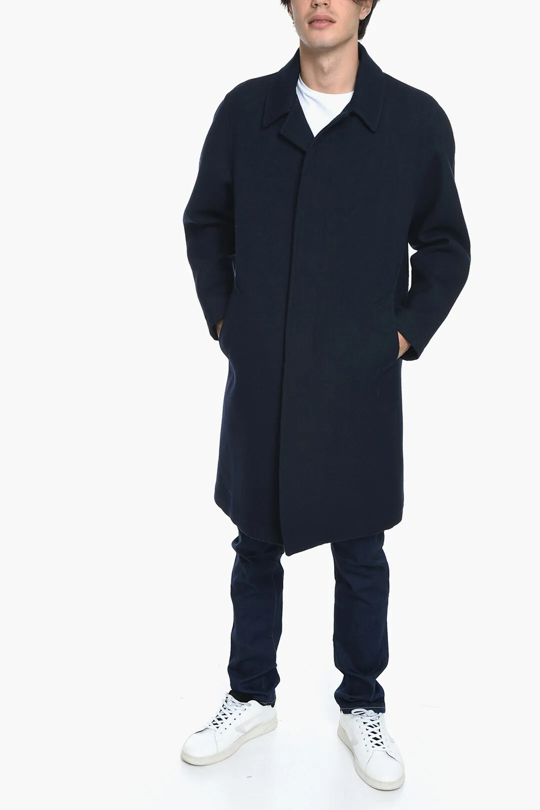 Cappotto In Lana Monopetto Semifoderato