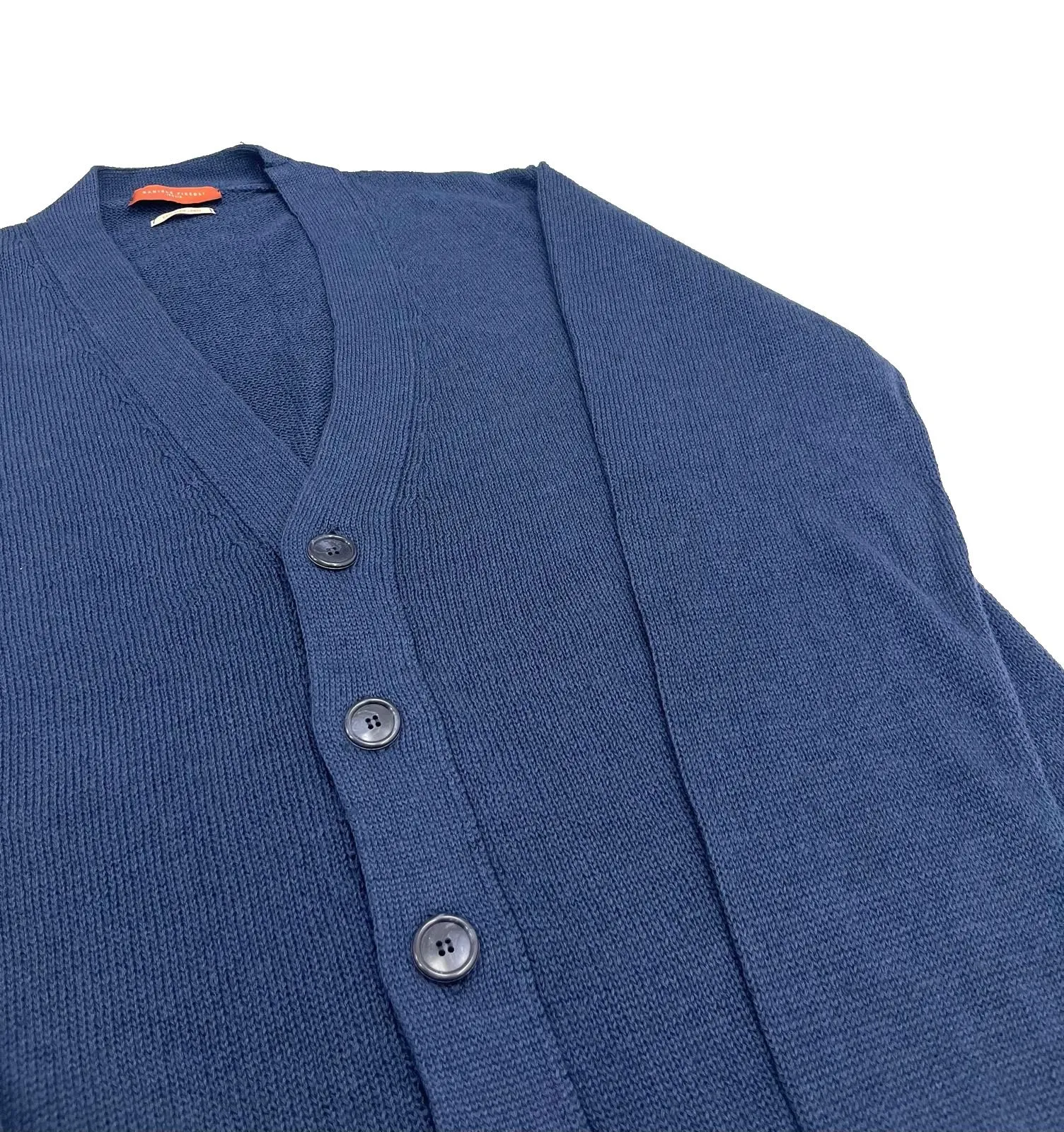 CARDIGAN BLU IN LINO E COTONE