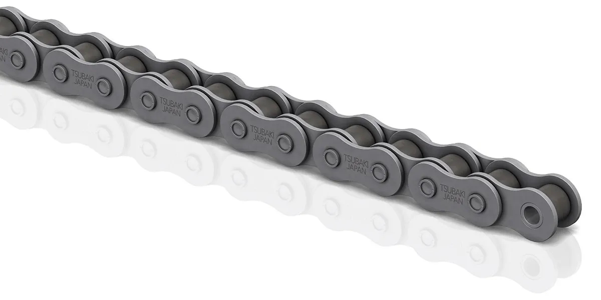 Catena a rulli tipo 12B-1 Simplex, Tsubaki, lunga 5m, passo 19.05mm, piastra alta 16.1mm, Ø sfera 12.07mm, in Acciaio