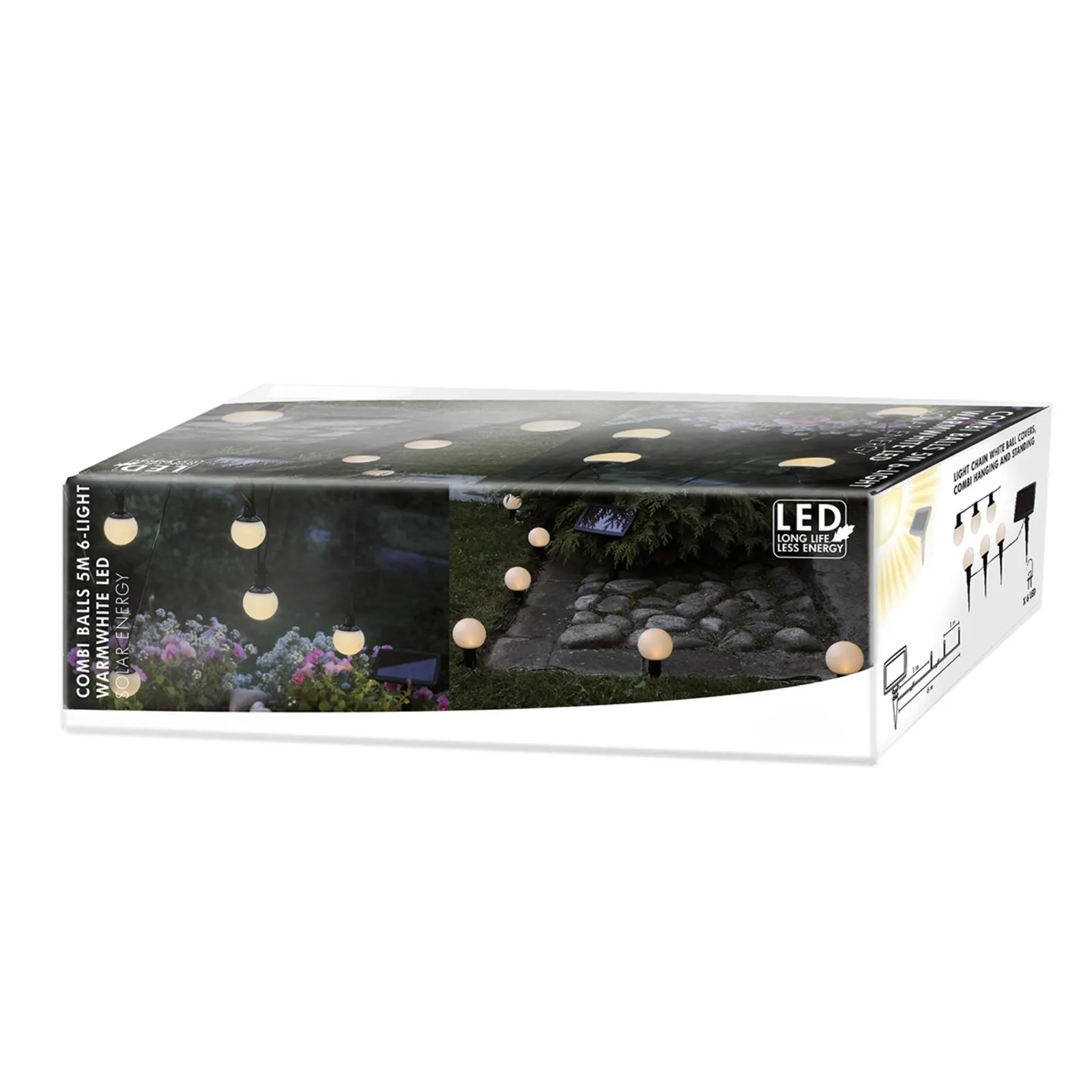 Catena luminosa solare LED con 2 globi solari