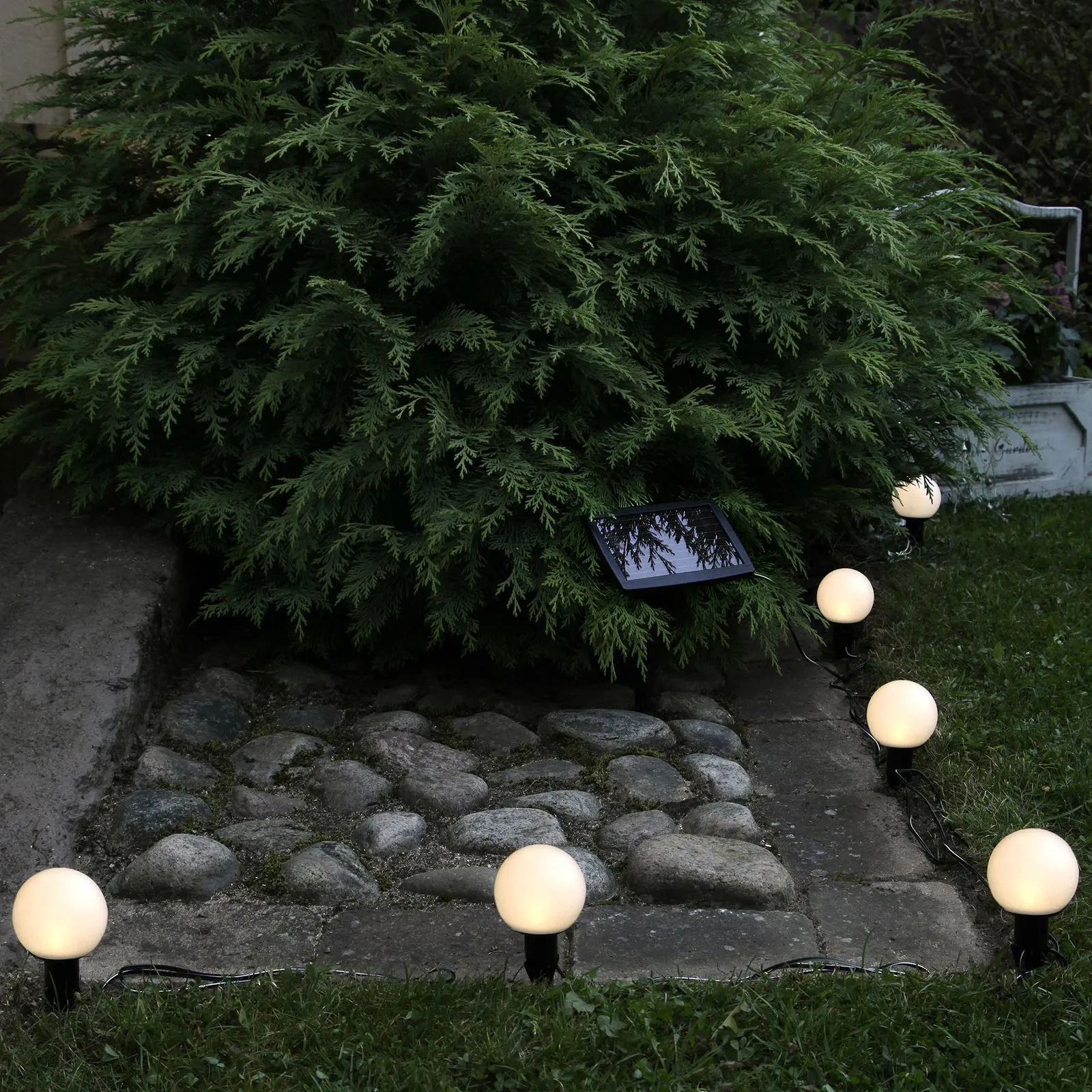 Catena luminosa solare LED con 2 globi solari