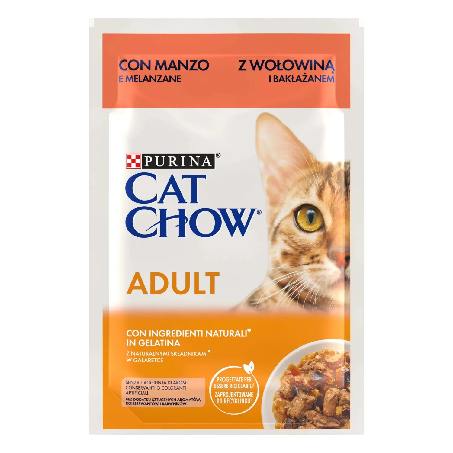 Cibo umido per gatti Purina Cat Chow con manzo e melanzane busta 85 g