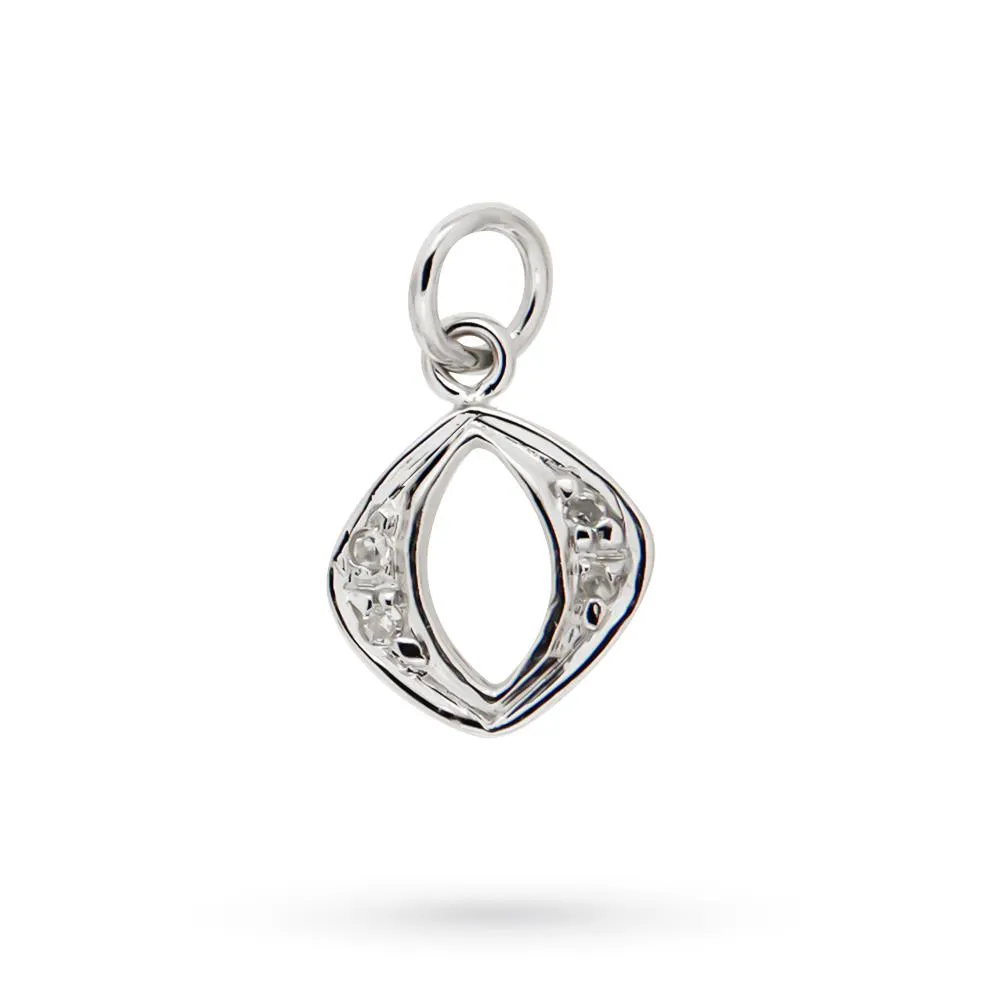 Ciondolo lettera iniziale O oro bianco 18kt diamanti
