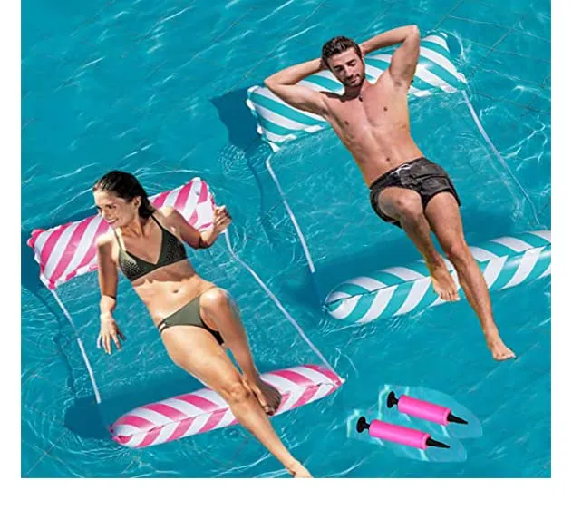 Confezione da 2 Amaca Galleggiante Gonfiabile per Piscina, Amaca Multiuso 4-in-1 con 2 Pompe d'Aria, sedie da Piscina per Spiagg